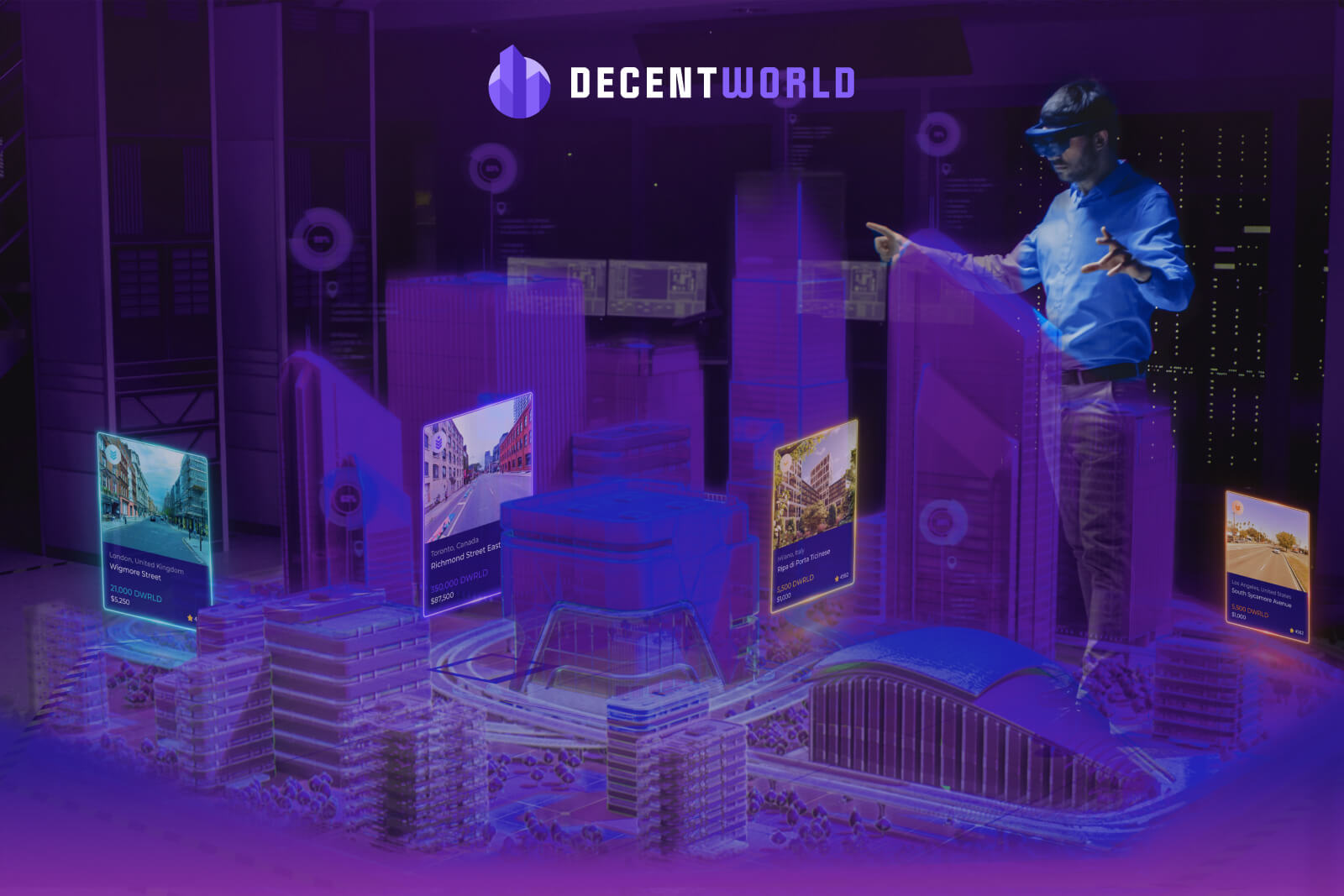DecentWorld A person with VR looking at our 3D environment