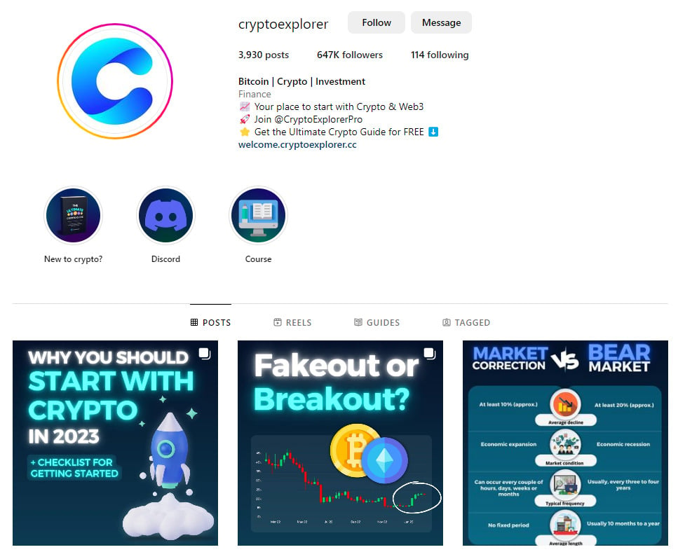 Cryptoexplorer Instagram account. 
