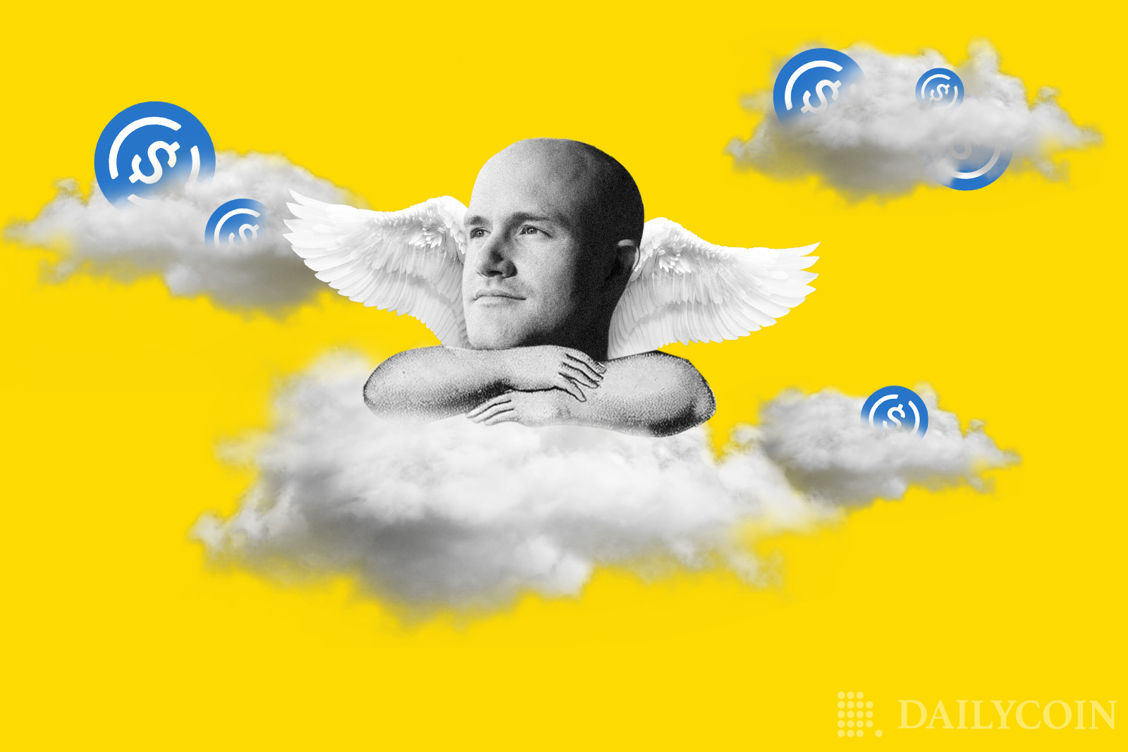 Coinbase usdc coin brian-armstrong in-the-clouds angel high flying dreaming wings