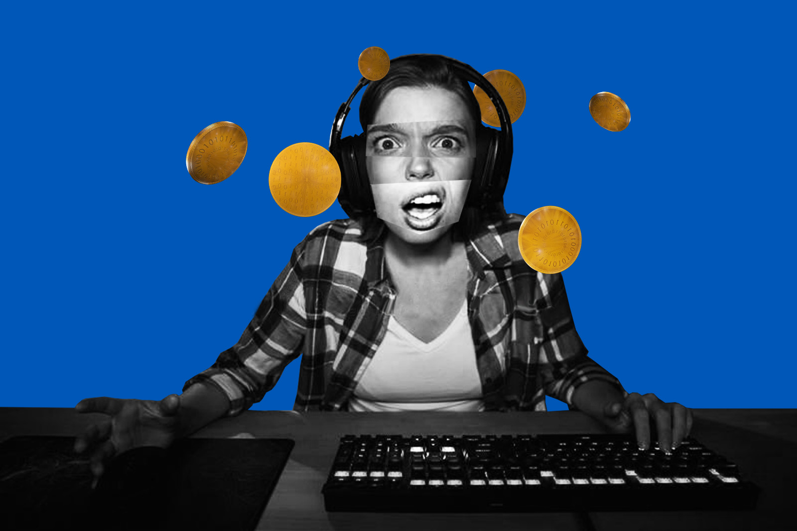 girl gamer playing NFT crypto game