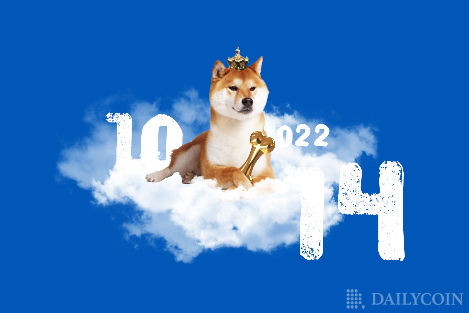 Shiba inu king of the day clouds crown golden bone dog proud