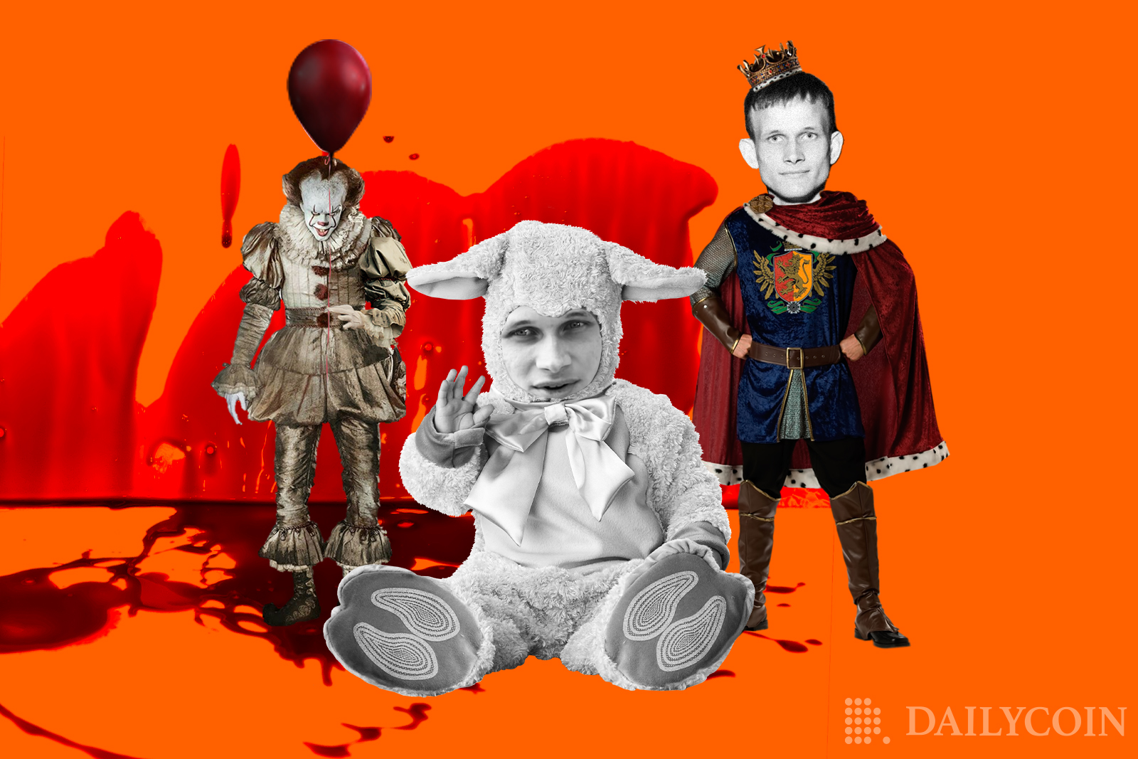 Vitalik Buterin in 3 different Halloween costumes.