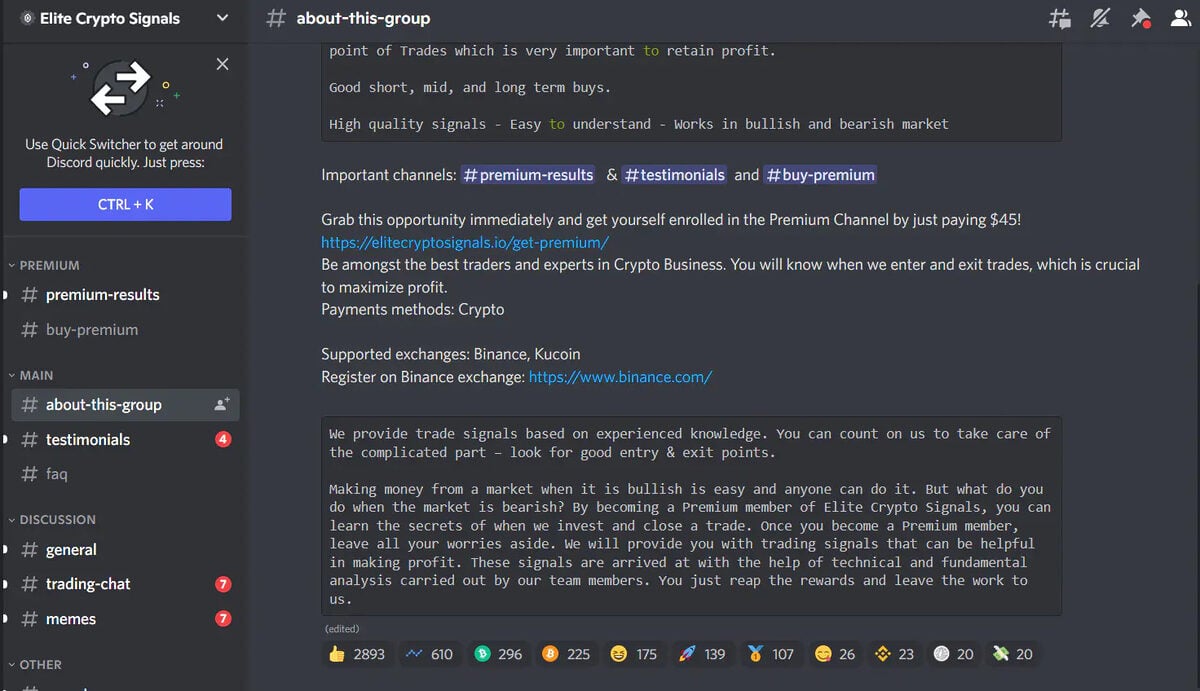 Elite Crypto Signals about-this-group Discord chat.
