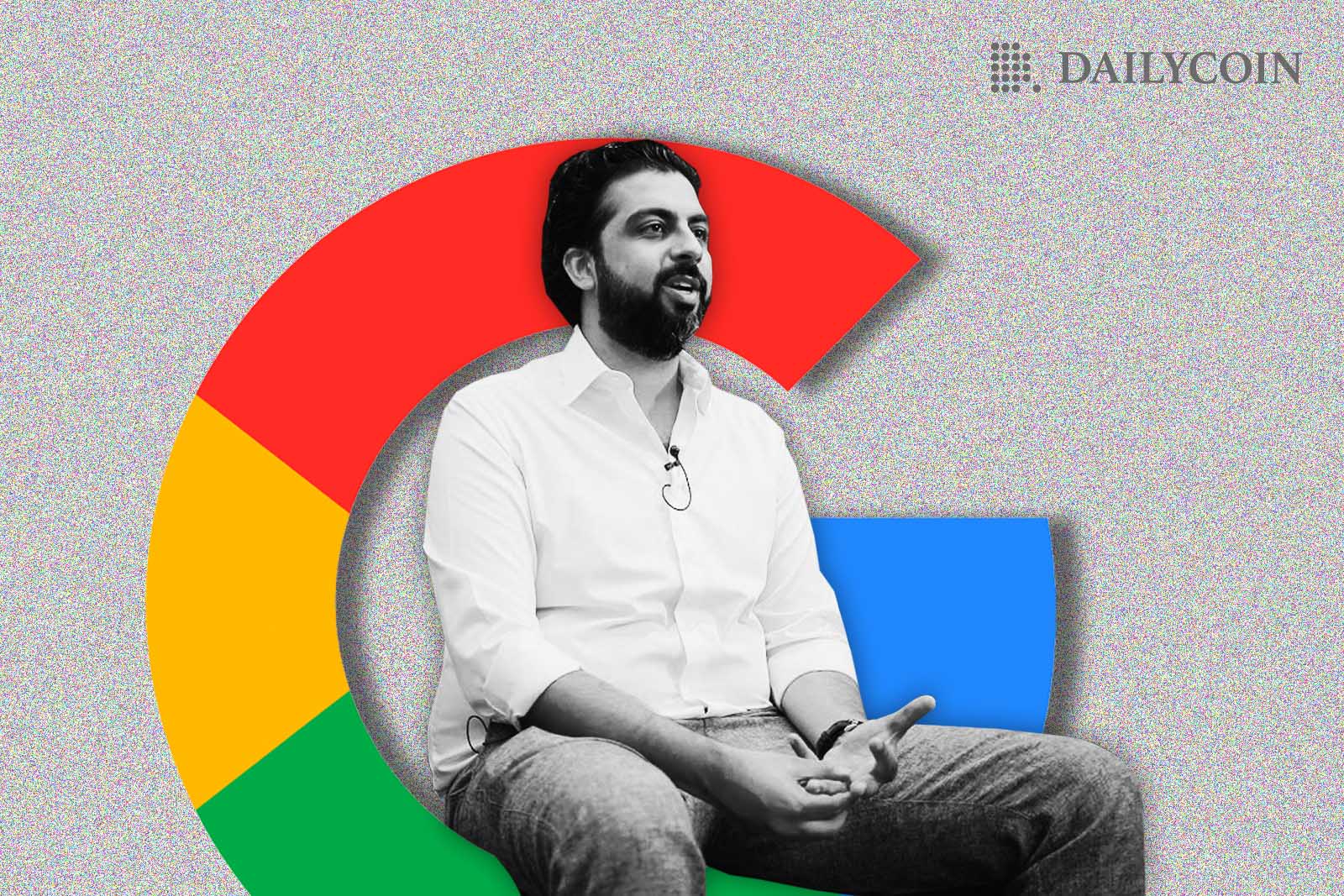 Rishi Ramchandani sitting in front of Google logo