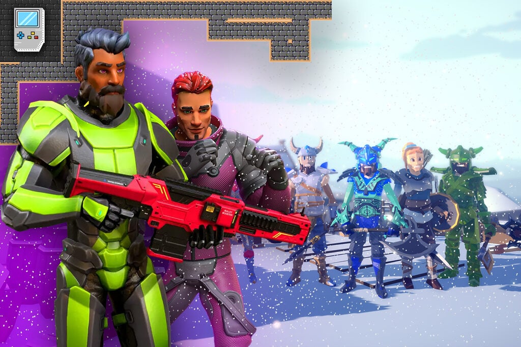 Mini Royale game characters in different colors at a snowy field