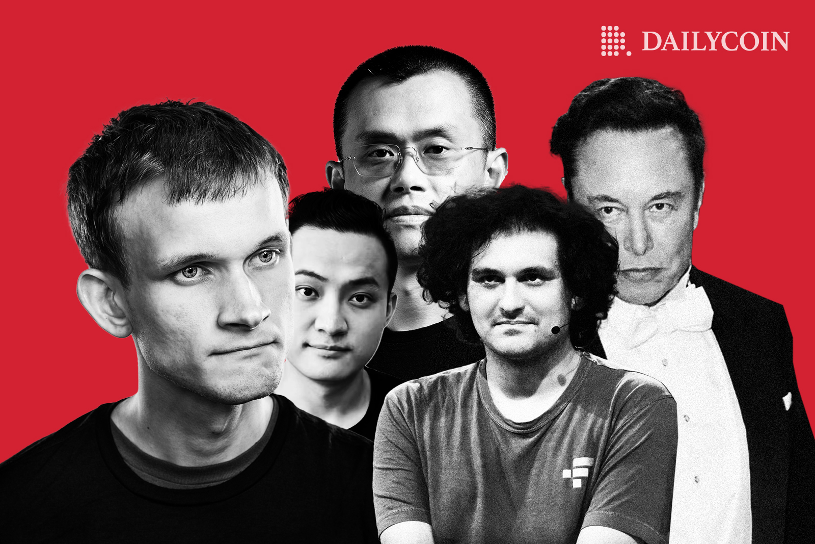 Changpeg Zhao, Elon Musk, Vitalik Buterin, Sam Bankman-Fried and Justin Sun