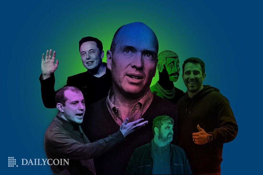 Crypto Influencers, Bitboy, Elon Musk, Andreas Antonopoulos Ben Horowitz group photo.