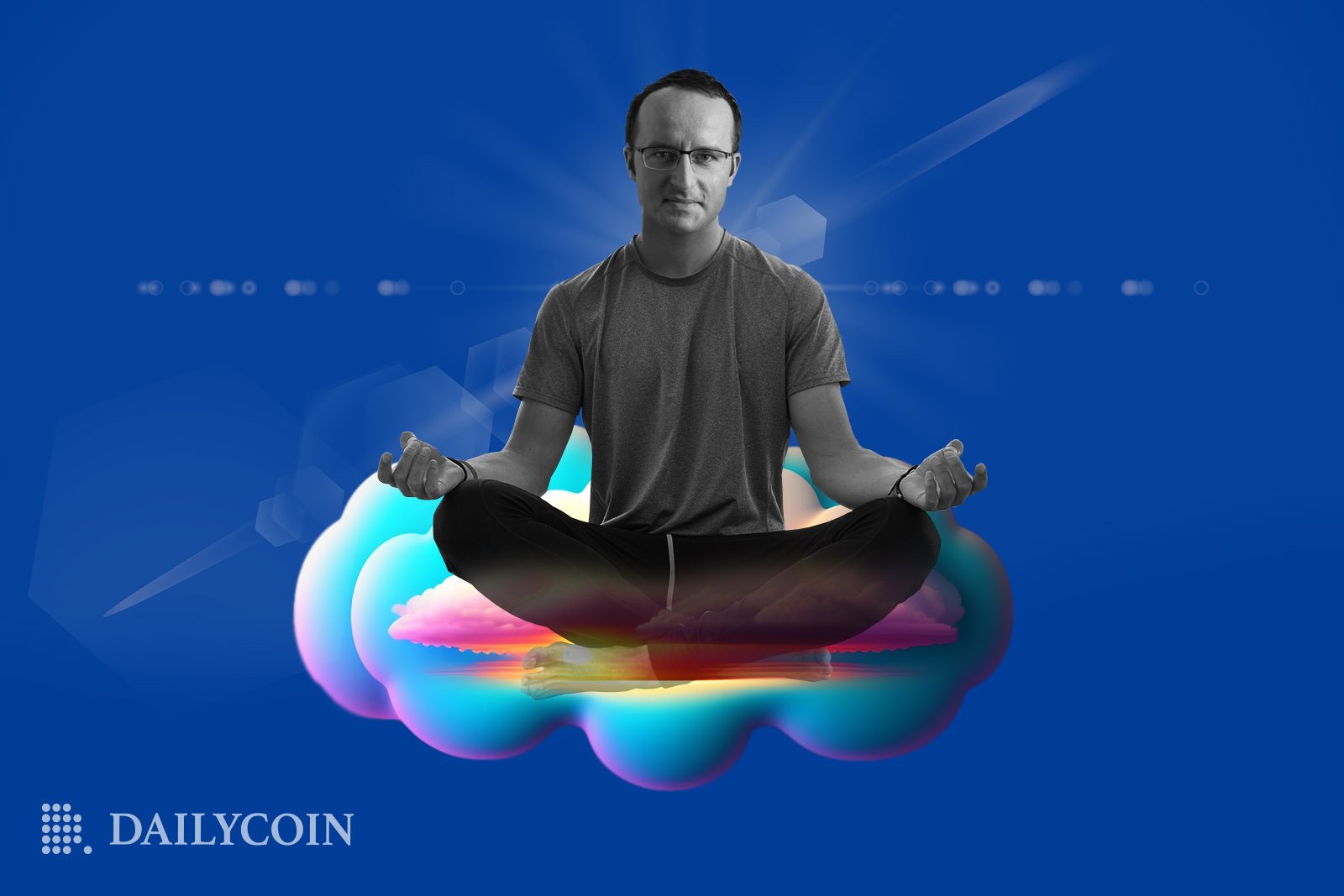 Kris Marszalek of Crypto.com meditating on a cloud.