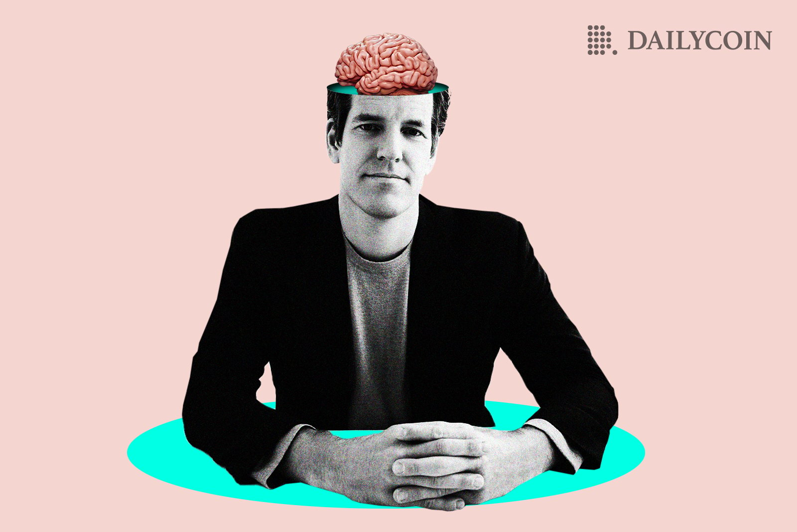 Tyler WInklevoss sitting with exposed brains.