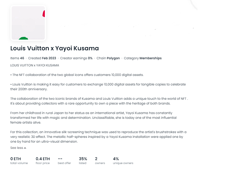 Louis Vuitton x Yayoi Kusama digital assets collection tweets. 