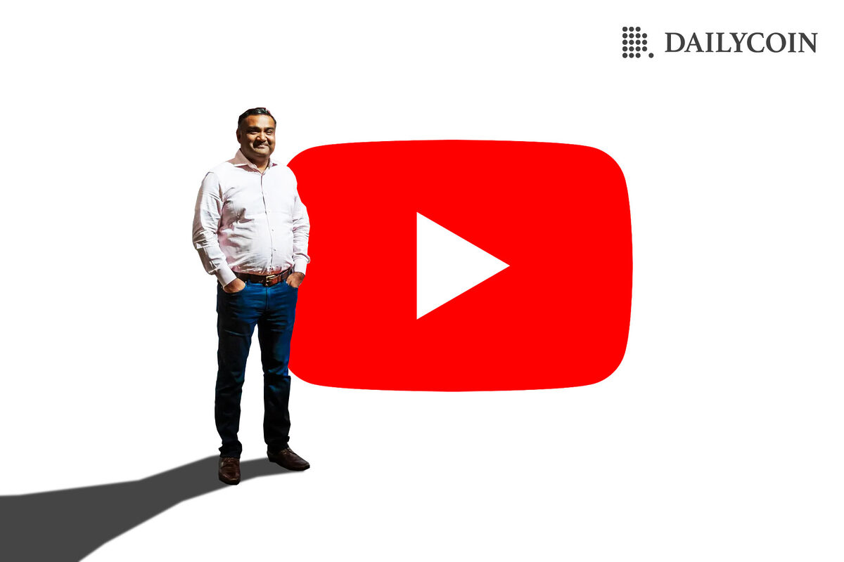 Neal Mohan standing with YouTube as background