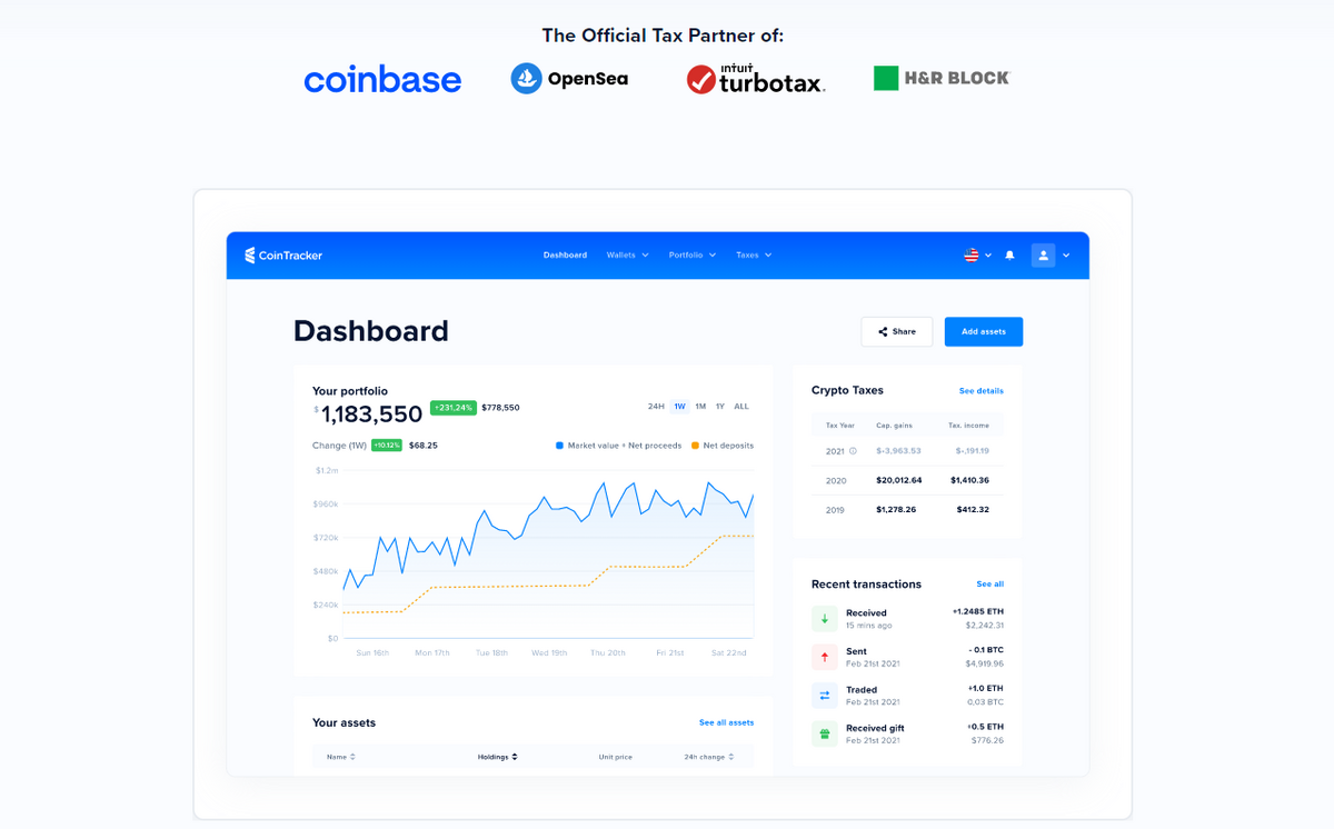 CoinTracker Homepage