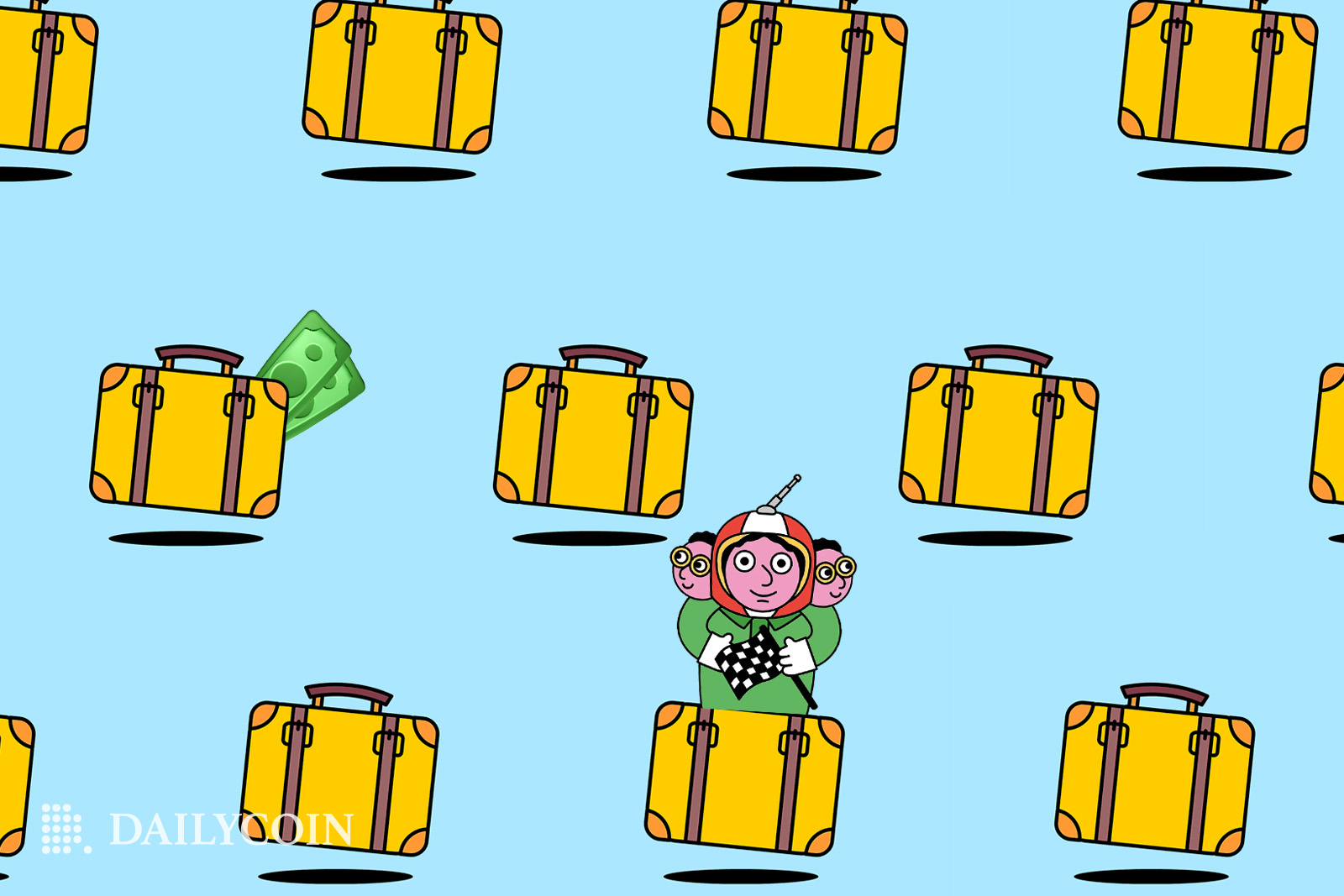 Animoca Mocaverse suitcase with money NFT.