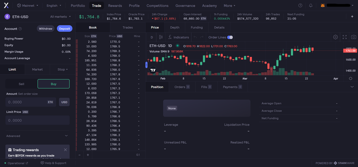 dydx order book ui