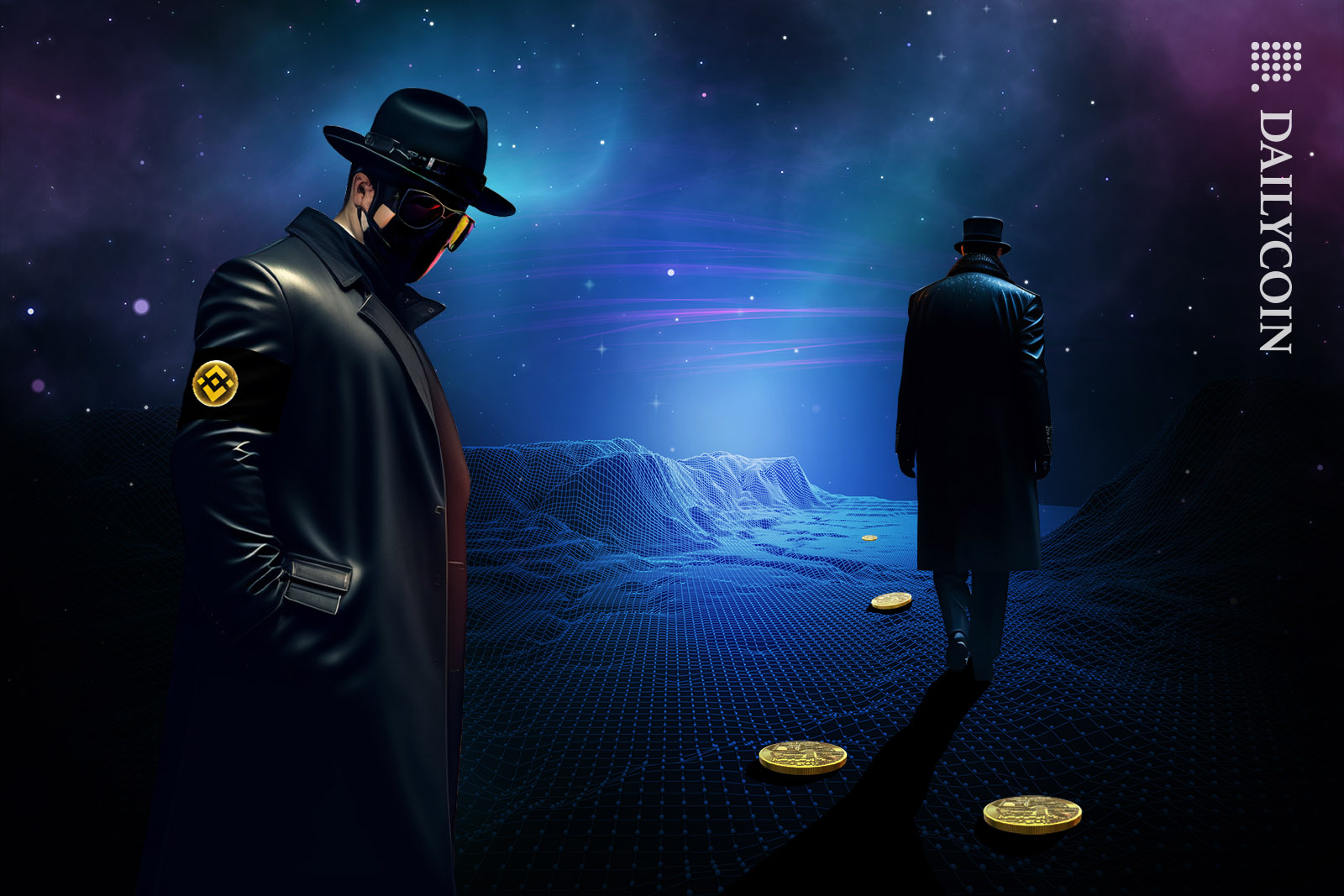 Two Binance investigators are following trail of crypto coins through a dark night.