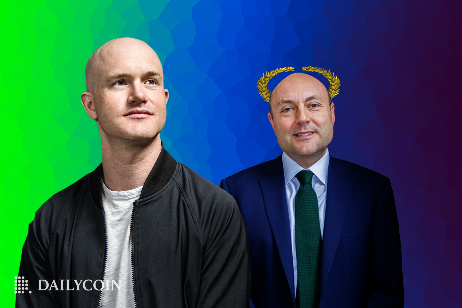 Coinbase CEO Brian Armstrong next to Andrew Griffith.