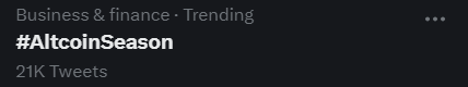 A trending Twitter hashtag #AltcoinSeason