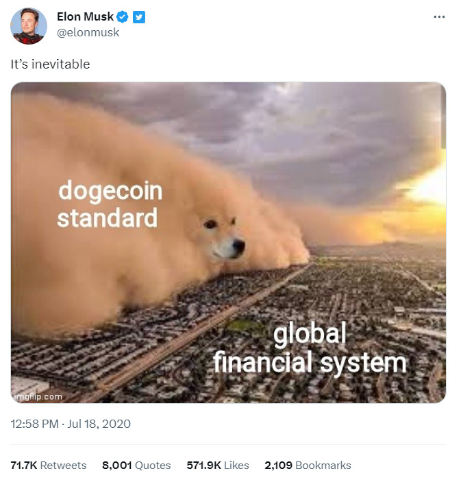 Elon posts 'doge is inevitable' meme