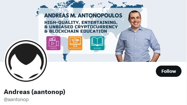 Andreas Antonopoulos crypto Twitter account.