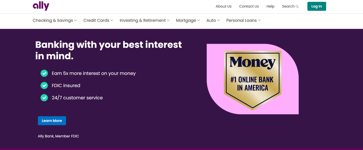 Ally bank website. 
