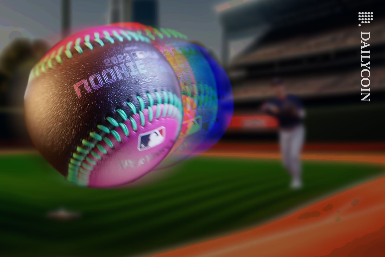 Baseball player throws a ball towards the camera.