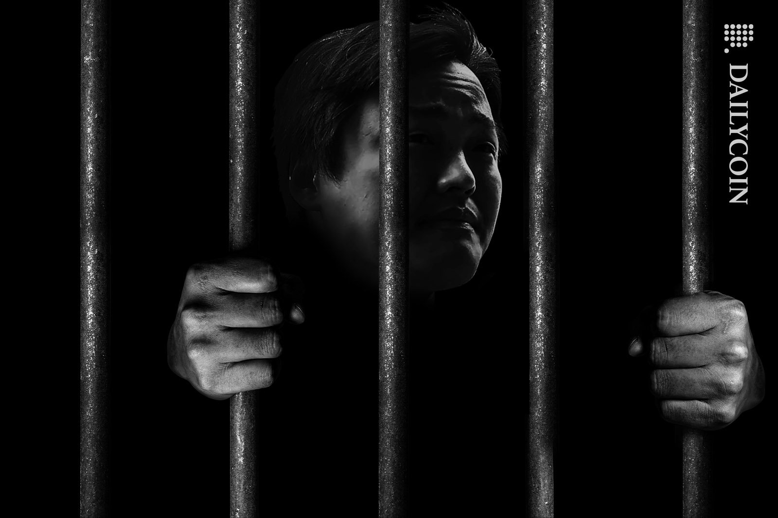 Do Kwon crying in a dark prison cell.