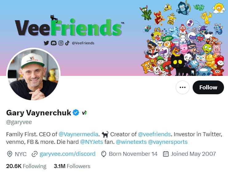 Gary Vaynerchuk Twitter account.