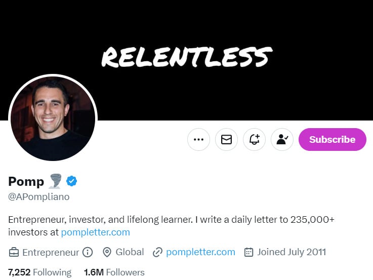 Anthony Pompliano Twitter account.