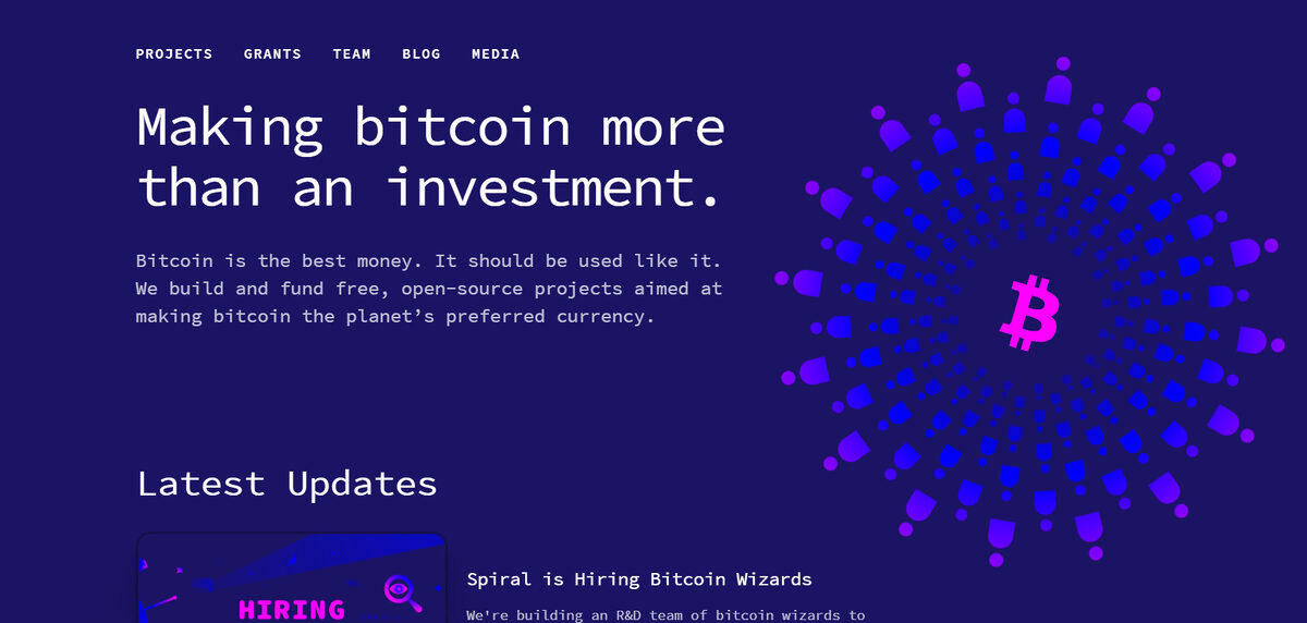 Spiral website homepage.