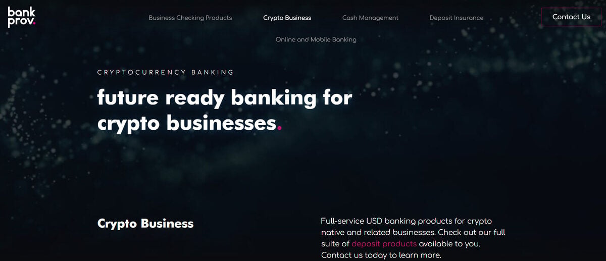 Crypto friendly BankProv website.