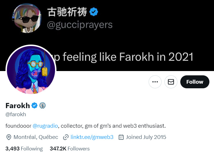Farokh Twitter account.