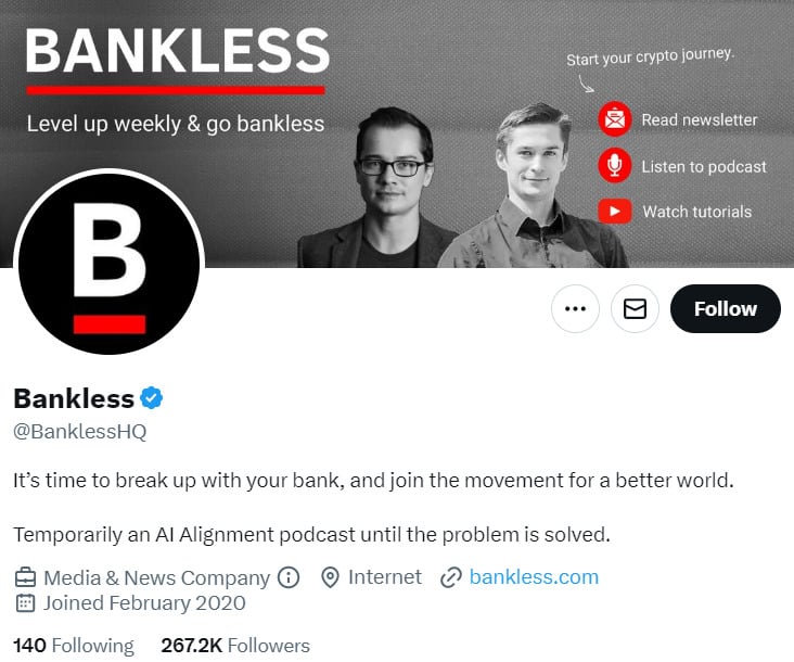 Bankless Twitter account.