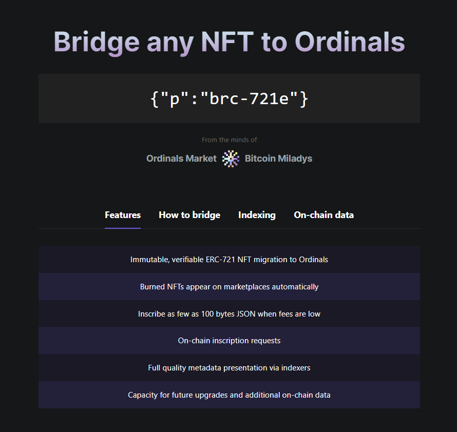 Instructions on how to bridge any NFT to Ordinals. 