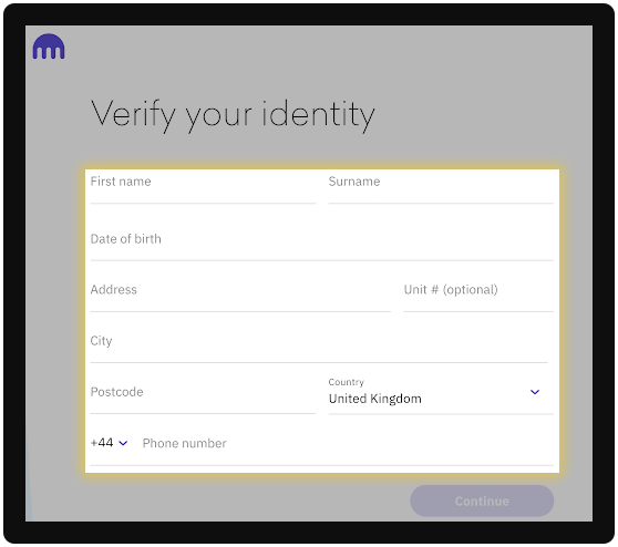 Example on how to verify your identity on Kraken.