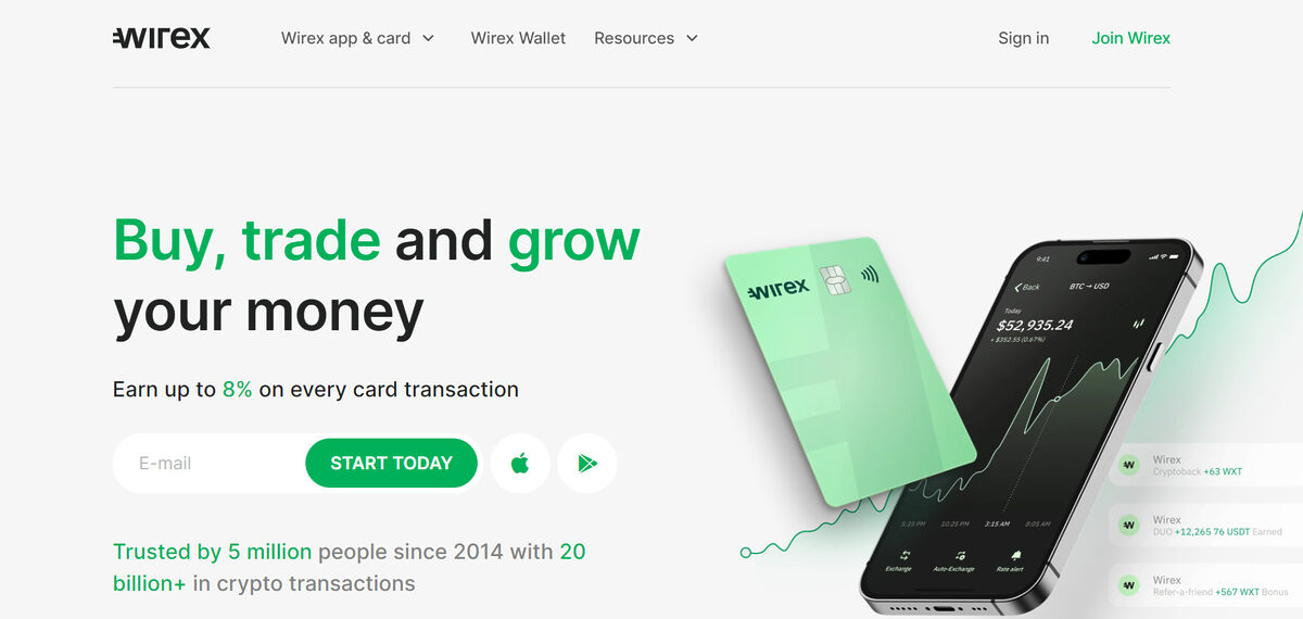 Wirex crypto bank website. 
