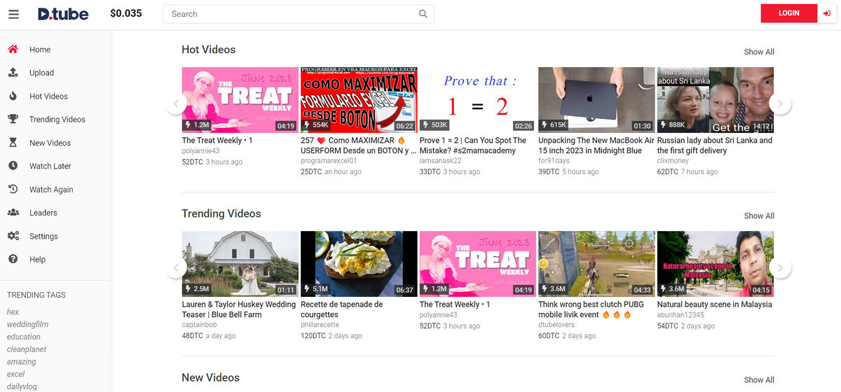 Decentralized Youtube alternative: DTube. 
