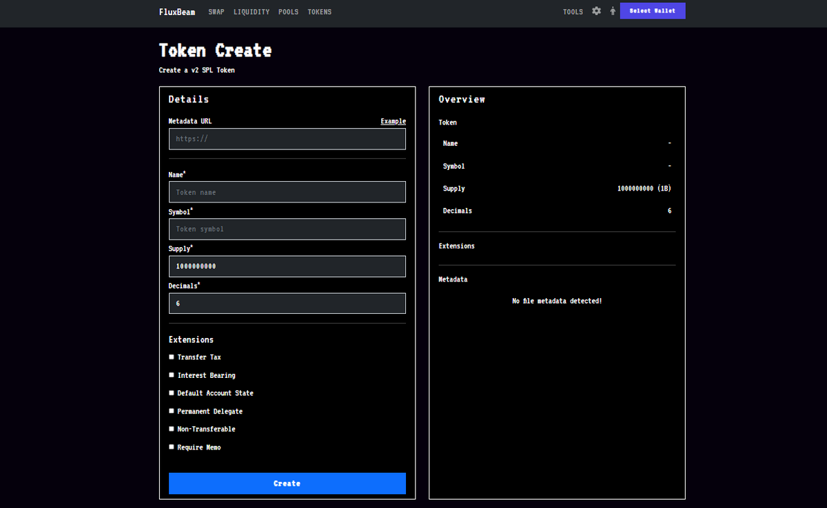 Fluxbeam Solana SPL token 2022 creator.