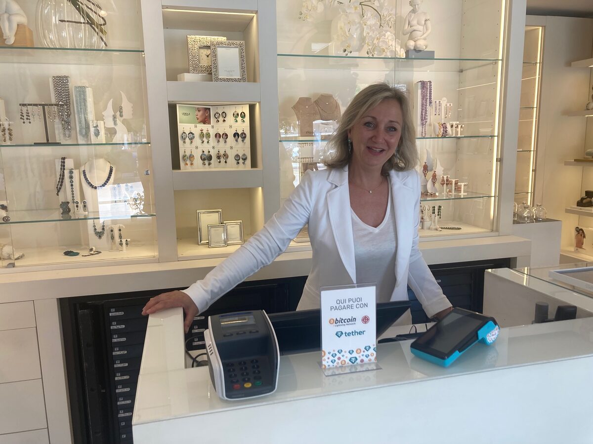 Lorenza Sommaruga in one of her boutiques, "Bijoux io," which was one of the first in Lugano to accept digital currencies.
