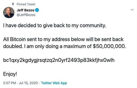 Crypto scammer impersonating Jeff Bezos.
