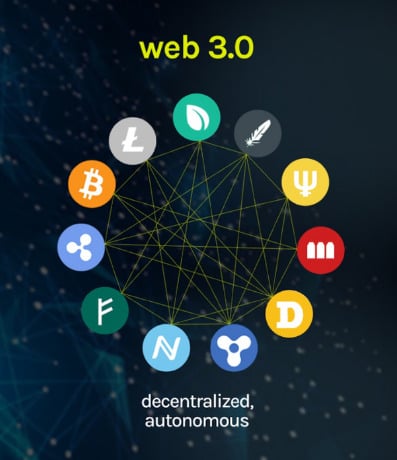Web 3 app logos in a circle.