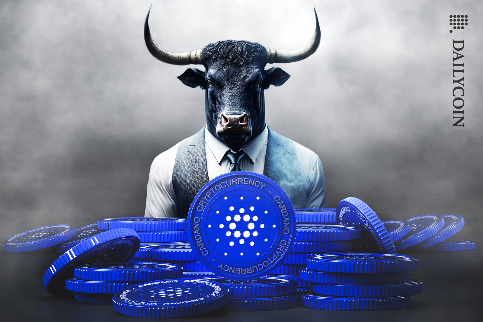 Cardano bull with many ada tokens.