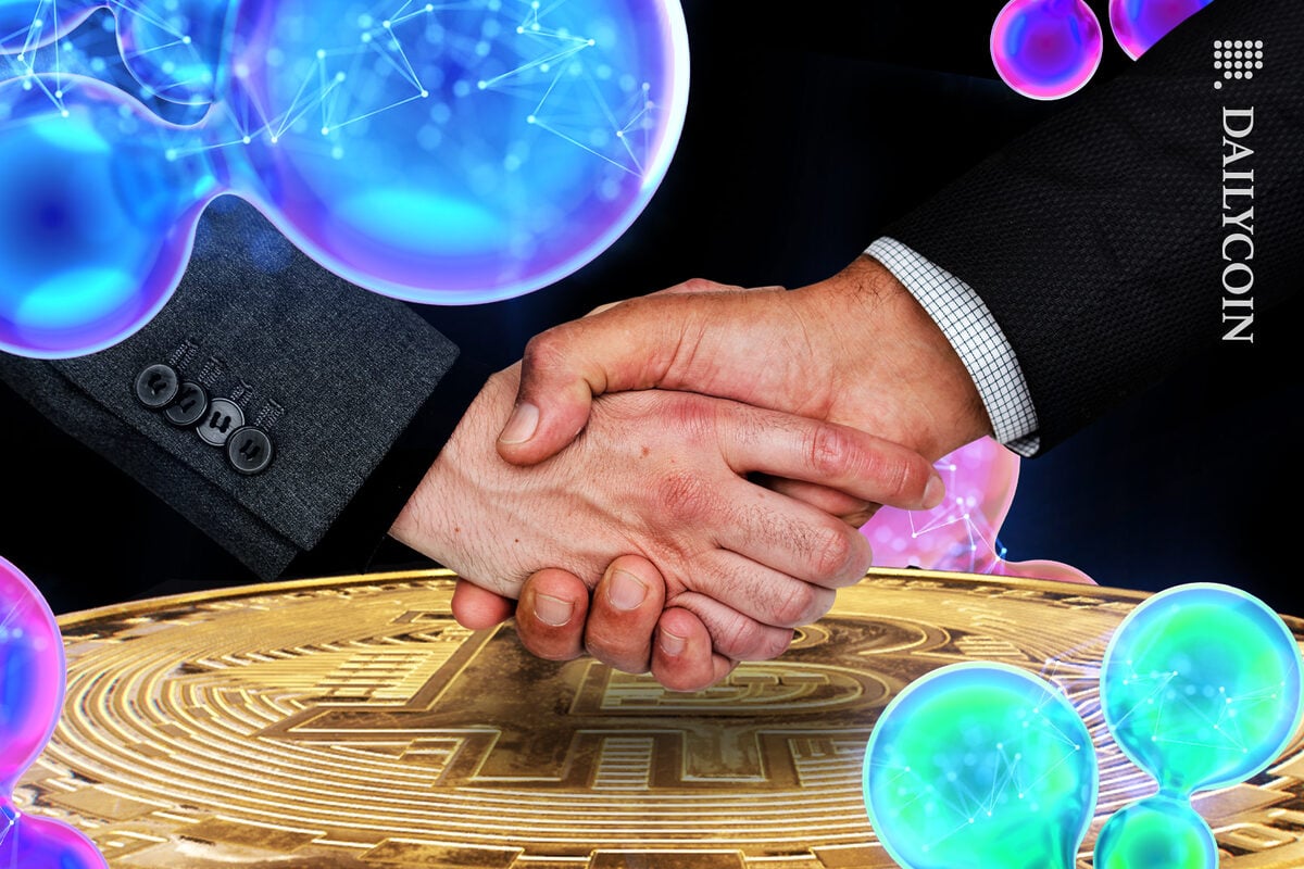 A handshake above bitcoin.