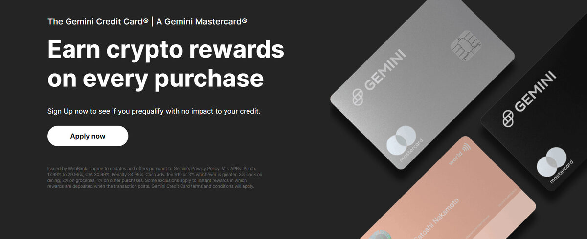 Gemini crypto credit card. 