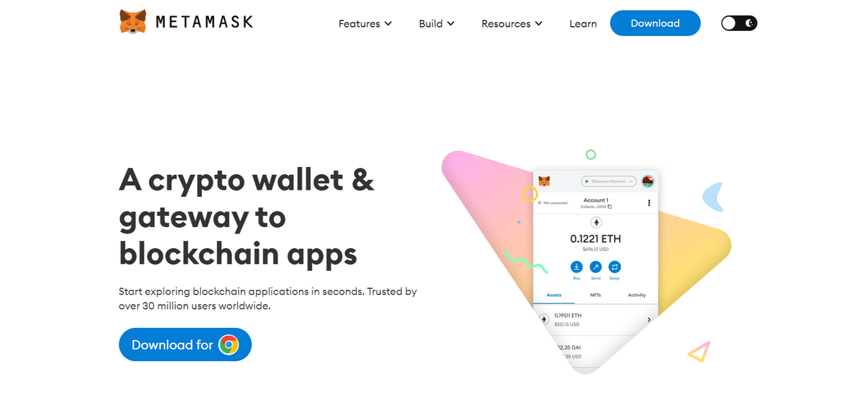 Metamask crypto wallet site.