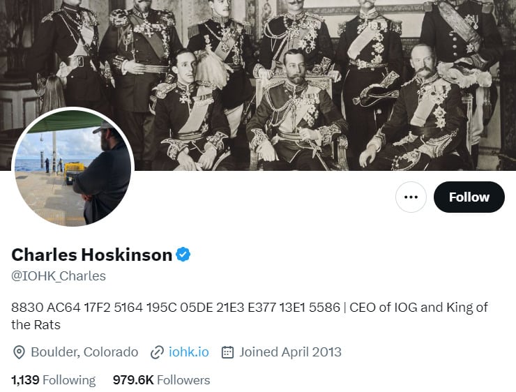 Charles Hoskinson X account.