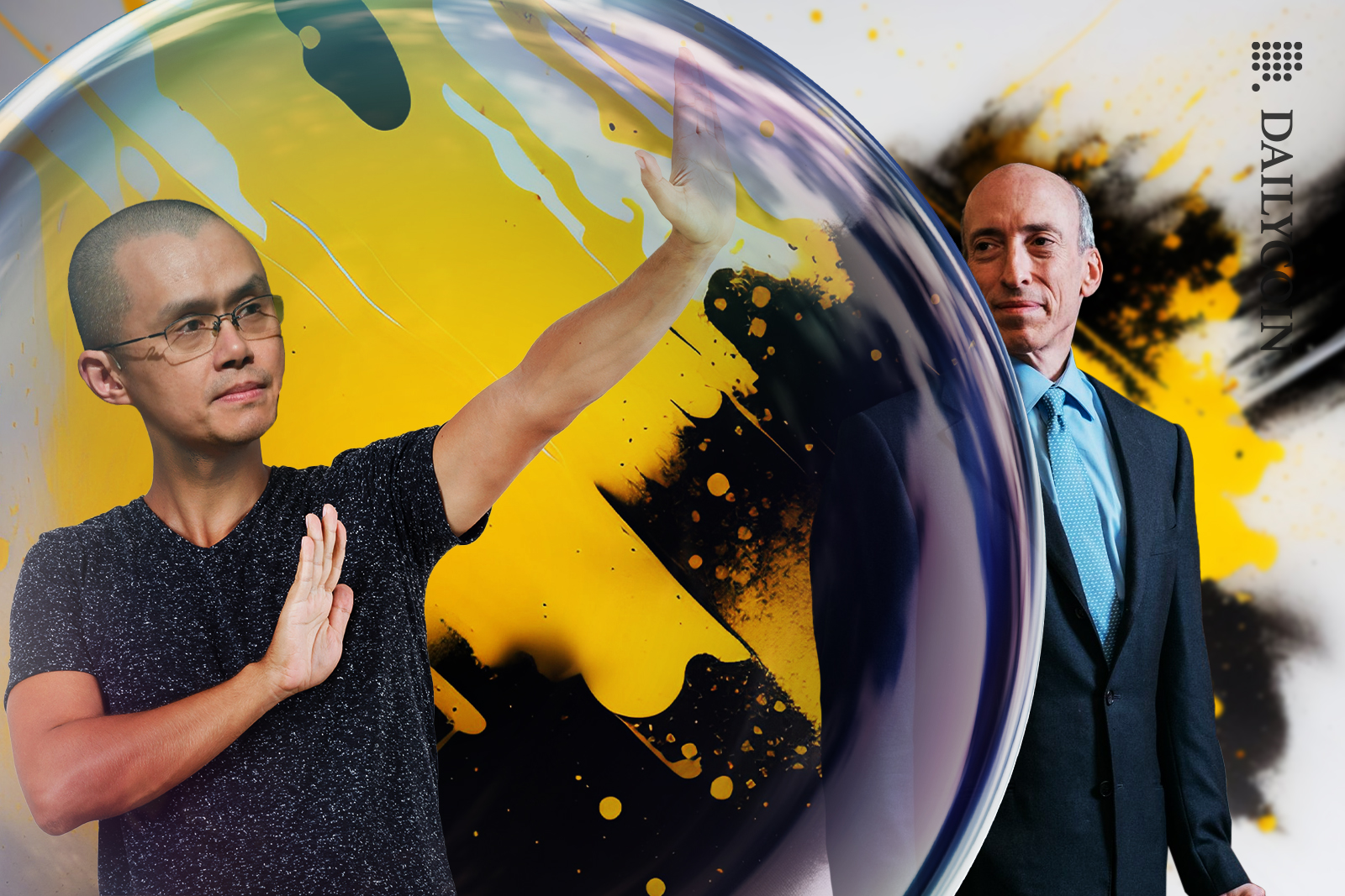 Changpeng Zhao creating a safety bubble from Gary Gensler.