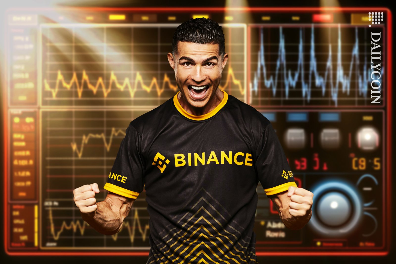 Christiano Rolando about to take the Binance lie detector.