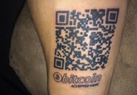 QR code for Bitcoin as a tattoo.