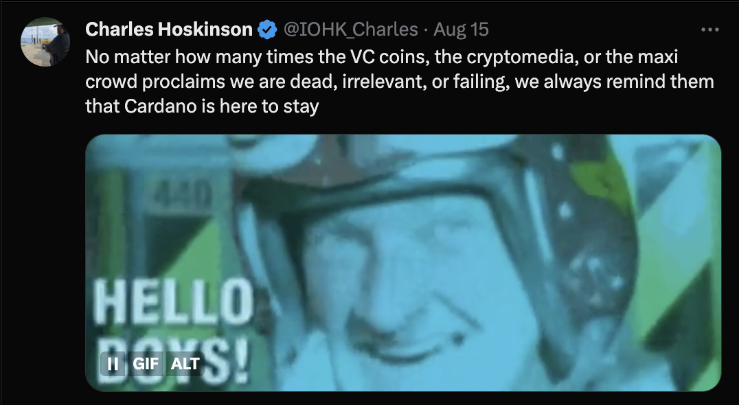 Charles Hoskinson Twitter clapback. 