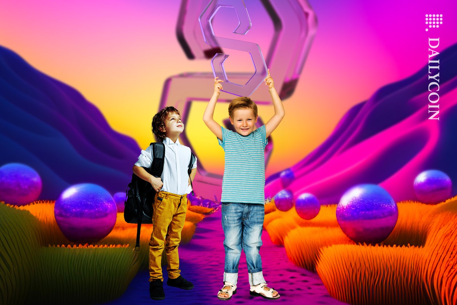 Two little boys on a journey to the Polygon MATIC.